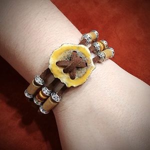 Leather and Elkhorn Bracelet